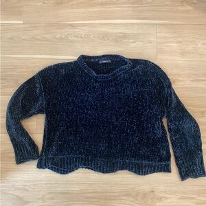 Zara Boxy Cropped Knit Sweater Dark Blue/Navy